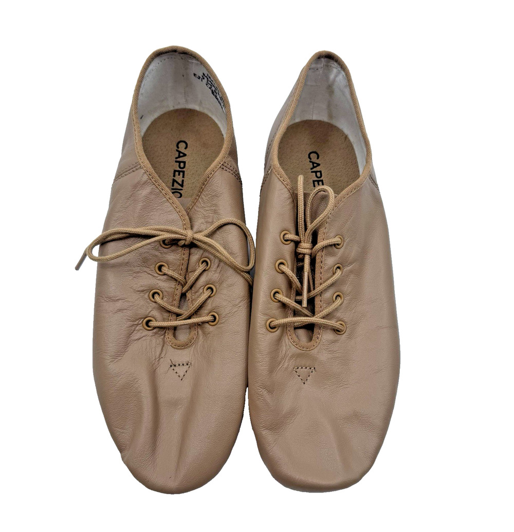 Capezio Carmel Caramel Tan Lace Up Jazz Dance Shoes Ladies 9.5M NWOB
